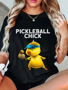 100% Cotton Funny Pickleball Art For Women Girl Paddle Sport Chick Lover T-Shirt