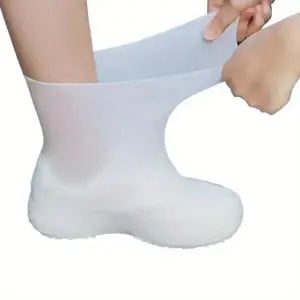 1/2 Pair of Latex Waterproof Shoe Covers Anti Slip Wear-resistant Reusable for Outdoor Rainy Days Household Durable White Rain Boots