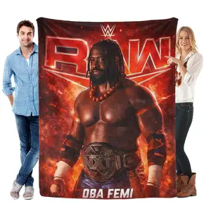 WWE Oba Femi Flannel Throw Blanket | Soft Warm Plush Blanket for Wrestling Fans, Bedroom Decor, Couch Nap, Gift for Him/Her