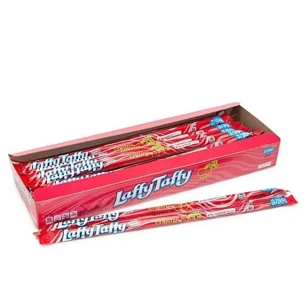 Laffy Taffy Cherry Rope 24 ct. - Sweet Chewy and Stretchy Candy with Cherry Flavor - 24 Count Pack Snack Bonbon