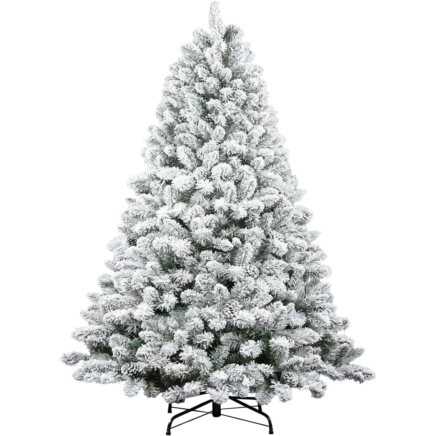 6Ft White Artificial Christmas Tree with Snow Flocked Branches, Realistic Full Shape Xmas Tree with Sturdy Metal Stand for Indoor Holiday Decoration CMFYDAILY