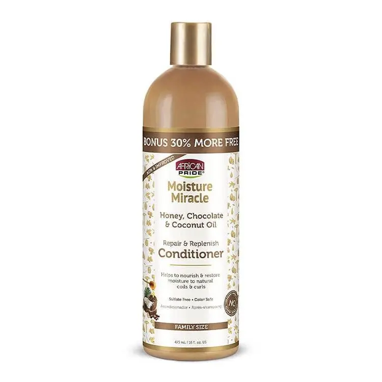 African Pride Moisture Miracle Haircare Liquid Conditioner with Honey, Chocolate, Coconut Oil - 16 oz Hydrating Moisturizing Formula for Dry Hair, African Curls (Compatible with Shampoo), Hair-Moisturizing