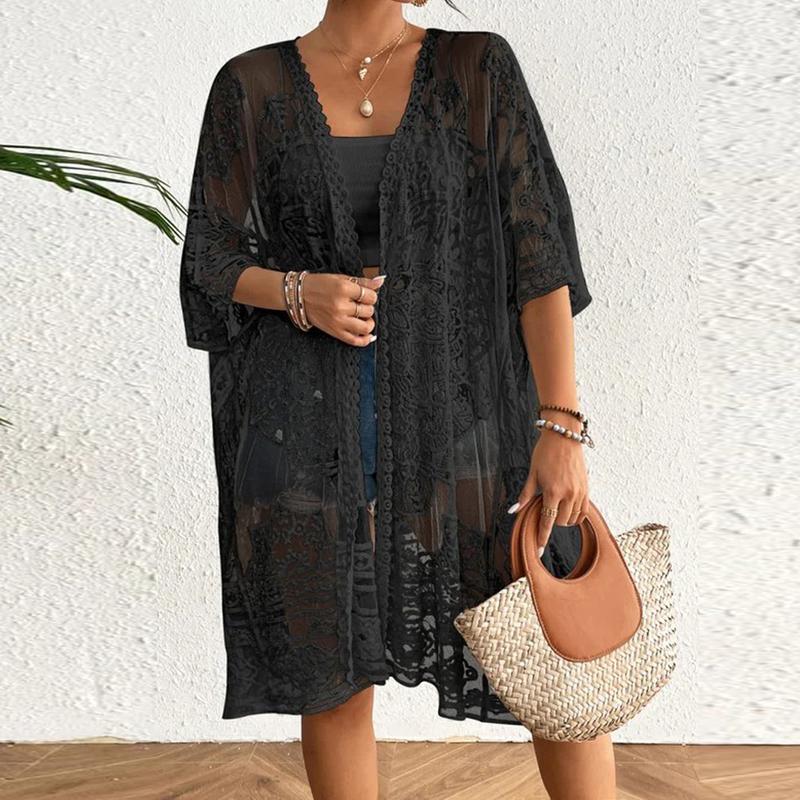 Women's Summer Long Flowy Kimono Cardigans Boho Chiffon Beach Cover Up Tops