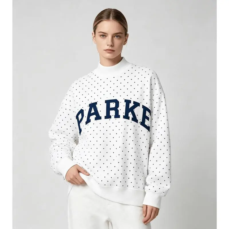 PARKE Women's Casual Turtleneck/Mock-Neck Sweatshirt – Embroidered Lettering; Stylish, Warm, and Sporty for Winter
