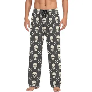 Skull and Crossbones Mens Pajama Pants with Pockets, Lounge Pants for Men, Soft Lightweight Men's Sleep Pants