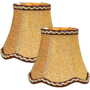 Small Lamp Shades Clip on Bulb, Modern European Style Mini Bell Lampshades for Chandelier, French Country Chandelier Lamp Shades, 3.14x5.51x4.72 in, 2 Pack (Coffee)