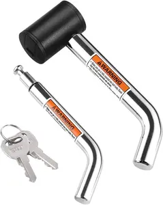 Hitch Receiver Pin Lock, Right Angle 1/2" and 5/8" Dual Pins for Class I II III IV 1-1/4" 2" and 2-1/2" Receiver, Compatible with Bike Rack Tray Ball Tow Rope for Trailer Truck Car Boat