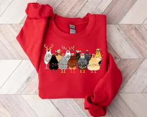 Сute Christmas Chickens Sweatshirt, Christmas Farm Animals sweater, Womens Christmas Chicken Sweatshirt, Christmas Holiday sweater Gift