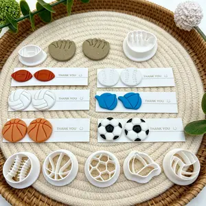 7pcs Sports Ball Shaped Polymer Clay Cutter Set, Sports Themed Clay Cutters, Baseball Cap, Baseball, Soccer Ball, Basketball and Glove Embossing Tools, Sports Theme Style, Flower shape clay mold, Spring clay mold, clay mold for mother's day