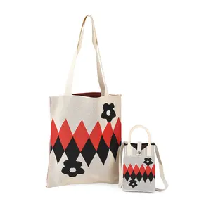 La Marey Geometric Diamond Pattern Tote Bag and Crossbody Bag