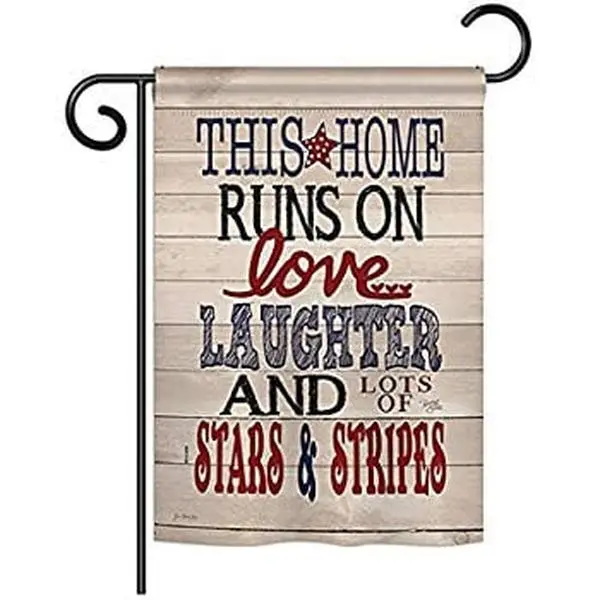 Breeze Decor BD-PA-G-111084-IP-BO-D-US18-SB 13 x 18.5 in. This Home Star & Stripes Americana Patriotic Impressions Decorative Vertical Double Sided Garden Flag