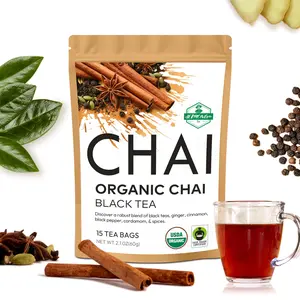 Nata Organic Chai Black Tea Bags 100 Count Richly Blended with Warm Spices Non-GMO Kosher Certified 16 Tea Bags per Pack Enjoy Hot or Iced Beverage