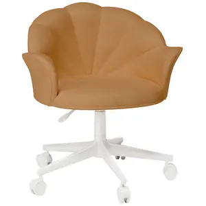 FLEXISPOT Makeup Vanity Chair with Back Velvet Armless Home Office Desk Chairs with Wheels, Cute Flower Modern Accent Chair for Girls Women Living Room Bedroom Vanity Study Small Space