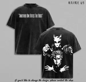 JoJo Bizarre Adventure Yoshikage Kira Anime T Shirt Graphic Vintage Washed Grey Tee Oversized Manga Streetwear Japanese Anime Fashion Casual Unisex Gift Idea