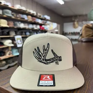Antler Shed 7 Panel Trucker Hat - Khaki Front / Brown Mesh