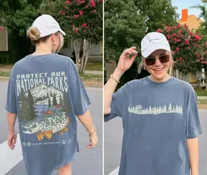 Comfort Colors National Park Fish Shirt 2 Sides, Forest Lover Gift, Granola Girl T-Shirt, Hiking Wanderlust Shirt, Nature Outdoor Adventure Tee