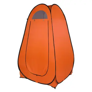 1-2 Person Pop Up Privacy Tent, Portable Outdoor Toilet & Shower Shelter with Changing Room, Instant Camping Pod for Bathroom, Dressing, Picnic, Orange