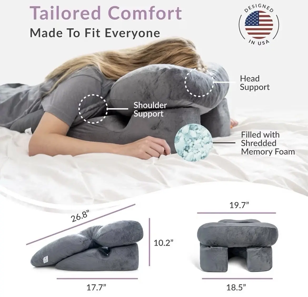 Zomaple BBL Pillow After Surgery-Brazilian Butt Lift Recovery Pillow-Memory Foam Sitting Pillow for Driving, Car, Office Chair - Post Surgery Cushion