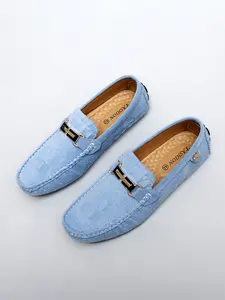 Men's Moccasin Shoes, Color-Blocked Stitching + Cushioned Insoles, Ideal for Office & Weekend Outings, Breathable and Lightweight Walking Shoes