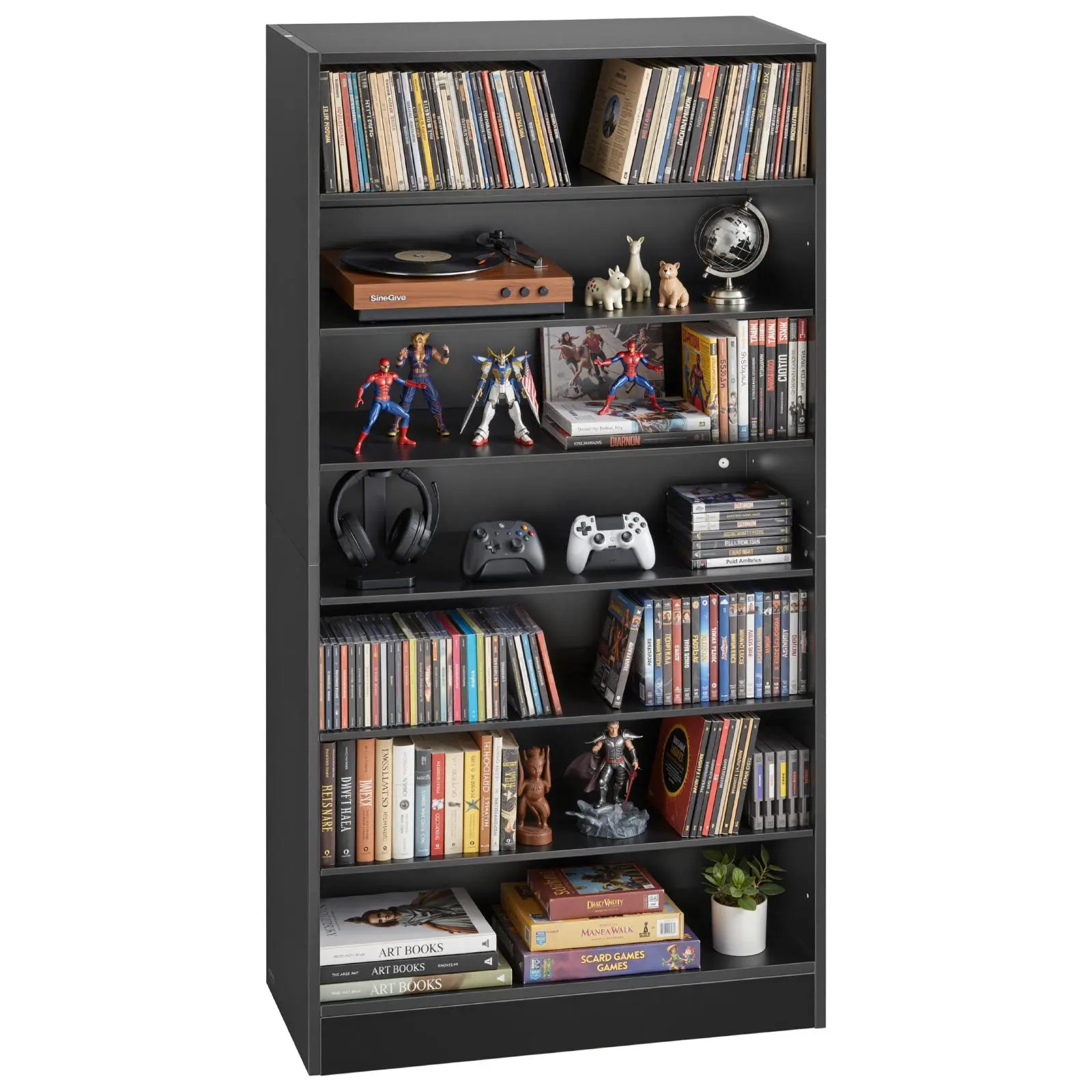 VEVOR Freestanding Kraft Paper Storage System Shelf, 7-Tier DVD Organizer, 27.56x11.81x55.12in Unit for CDs, Books, Games, Home Library, Living Room#BackToSchool