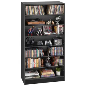 VEVOR Media Storage Cabinet, 7-Tier DVD Shelf Organizer, 27.56 x 11.81 x 55.12 in Multimedia Storage Organizer for CDs, DVDs, Books and Games, CD Shelf for Living Room, Home Office, Recording Room