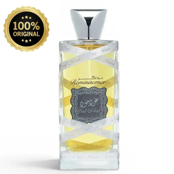 Lattafa Oud Mood Reminiscence (Silver) Eau de Parfum, Long-Lasting Oriental Oud Scent with Fruity & Herbal Notes, Unisex Fragrance Spray - 100ml, Edp, Fluid Bottle, Spice & Resin Mix