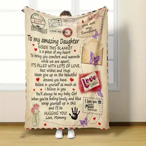 Love & Blessings Daughter Blanket - Heartfelt Gift From Mom With Inspirational Message, Cozy Flannel Throw For Birthdays, Graduation, Or Special Occasions - Vibrant Design, Sentimental Gift Blanket, Graduation Gift |   Heartfelt Messaair conditioner blank