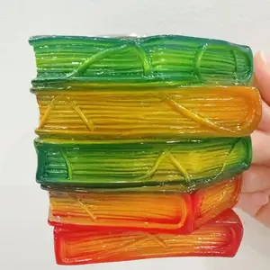 Creative Stacked Painted Book Cup Mug Display Piece, High-End Desktop Resin Coffee Cup Craft, Unique Books Cup Decor