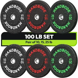 2-Inch Bumper Plates High Bounce, Weight Plate Set 45/100/160/190/260/300lb, Barbell Weight Plates Set for Home Gym
