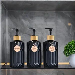 3pcs 500ml Empty Refillable Shampoo Bottle, Portable Press Type Shampoo Dispenser Bottle, Bathroom Shower Gel Bottle for Home Travel, Shampoo Conditioner Dispenser