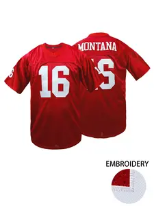 Men's Letter & Number Embroidery Football Jersey,San Francisco Rugby Jersey, Breathable Retro Mesh T-Shirt,Loose Sporty Breathable Short Sleeve V Neck American Football Top for Training and Competition, Lightweight Jersey,Men's Sportswear for All Seasons