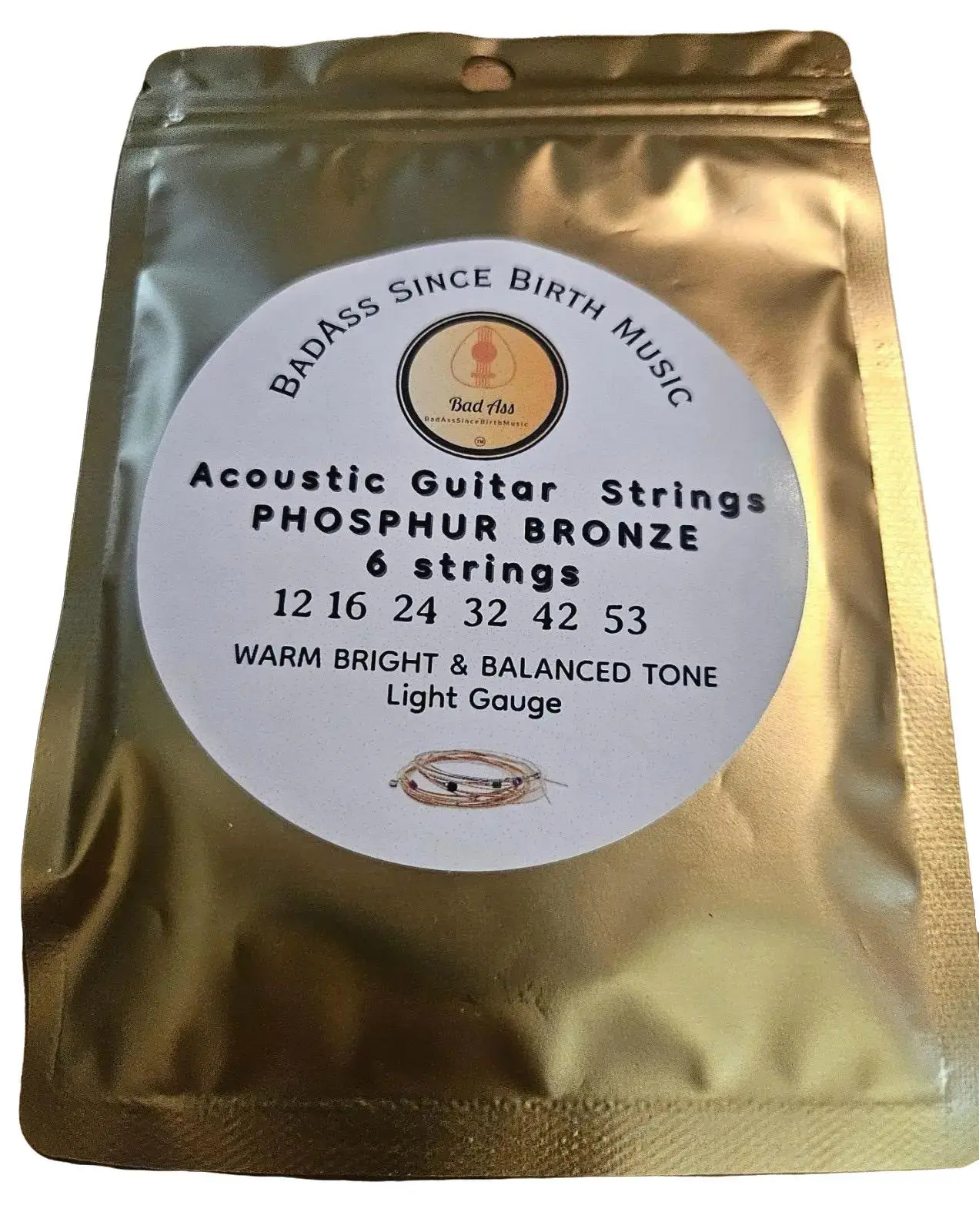 Precision Wound Phosphor Bronze Acoustic Guitar Strings - 6-Strings, Light Gauge 12-53, Hexagonal High-Carbon Steel Core, Corrosion-Resistant, Unisex, No-Tuning-Issue, Durable, Warm Balanced Tone Music Accessory for 2 Key Genres