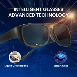 Cyxus P1153 Unisex Smart Polarized Sunglasses - Rectangular Plastic Full Rim, Intelligent Photosensitive Chip Color-Changing, UV Protection, Blue-Light Blocking, Lightweight Tac Material, Smart Sunglasses
