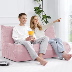 AHB Premium 2-Seat Bean Bag Loveseat Chair - High-Density Memory Foam Filled, Pre-Assembled Upholstered Soft Couch, Beanbag Lazy Sofa for Adults, Home & Apartment Essential (Mother's Day Gift Option) tiktokshopspringglowup