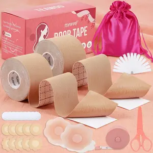 Boob Tape Kit for Breast Lift - Body Tape, Silicone Breast Petals, Satin Nipple Stickers, Invisible Adhesive Support for Backless Dresses, Strapless Tops, Wedding, Party, Fashion, Comfortable, Reusable, Waterproof