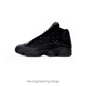 Black patent leather simple solid color shock-absorbing balanced high-top basketball shoes