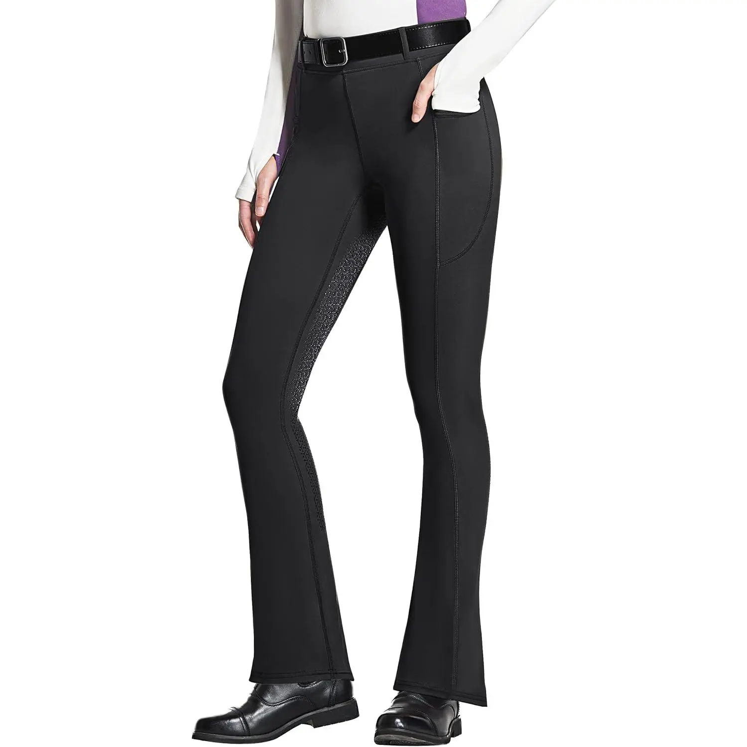 Women's Full-Seat Equestrian Bootcut Leggings with Pockets - No Unnecessary Bulk Riding Bottoms for Female Equestrian Enthusiasts