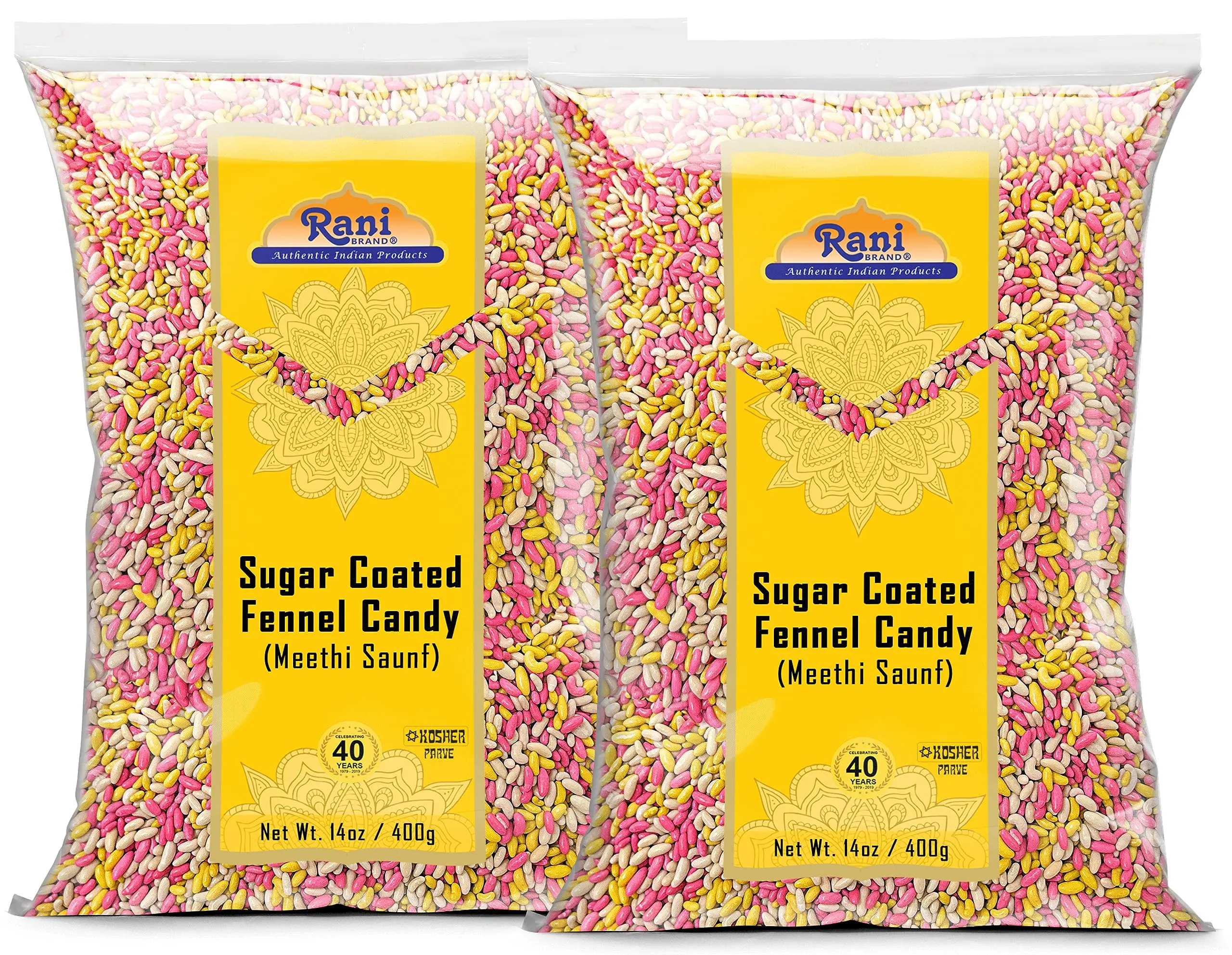 Rani Sugar Coated Fennel Candy 14oz (400g) - [Pack of 2 / 800g 28oz total] ~ Indian After Meal Digestive Treat | Vegan | Gluten Friendly | NON-GMO | Kosher | Indian Origin (Copy)