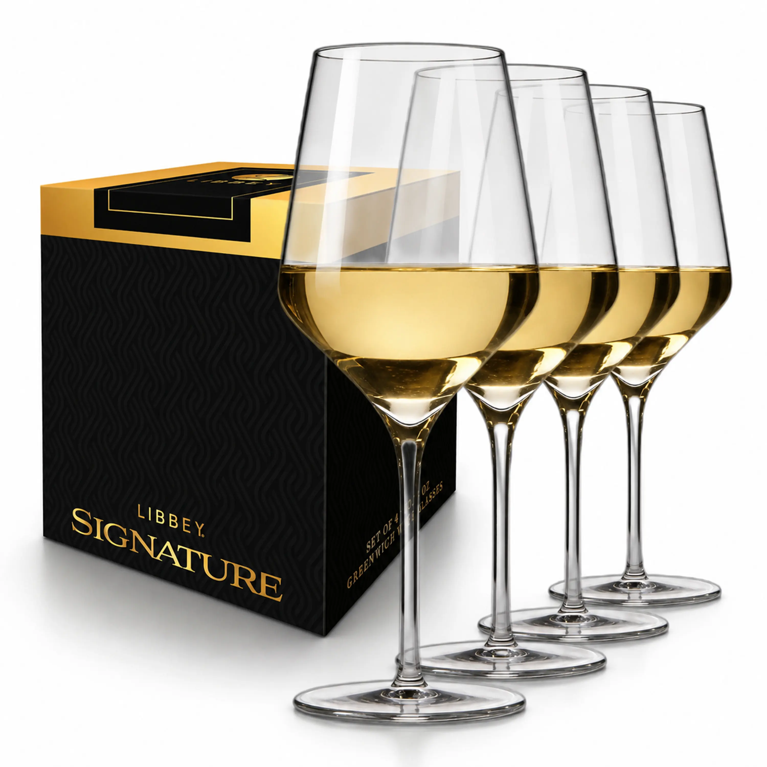 Libbey Signature Greenwich Red Wine Glasses, 20-Ounce, Set of 4, Made in USA, Dishwasher Safe, Stemmed Wine Glasses, Gift Box