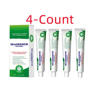 4-Count Organic Aloe Soothe Hemorrhoid fissure Cream-Gel 1.4oz with Lidocaine & Phenylephrine for Pain Swelling