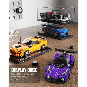 Super Sports Car Building Block Set with Display Case, Speed Racing Car Building Toys for Kids and Adults, Collectible Model Cars Kits Gift for Technic Cars Lovers Boys 6+ (316PCS)
