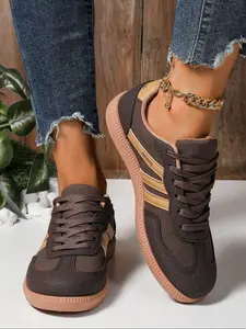 Autumn New Women's Flat Casual Shoes, Lightweight Lace-Up German Training Sneakers, Comfortable Outdoor Wear, Fashionable Ladies Footwear, Trendy Walking Sneakers