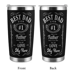 Vintage Whiskey Style Dad Tumbler, Best Father Design, Father’s Day Gift, Birthday Gift for Dad, My Hero Coffee Cup, 20oz Double Silver Edge Tumbler, Stainless Steel Tumbler