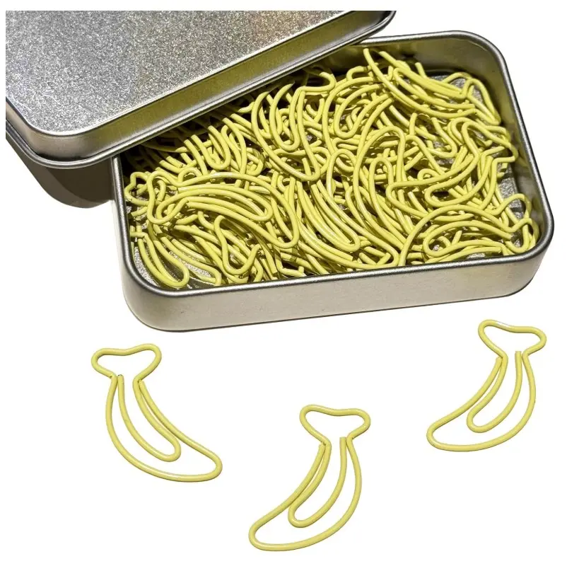 Cute Paper Clips, 60PCS Banana Shaped Paper Clips Fruit Bookmarks Clips, Assorted Colors, Fun Office Gifts for Women Men Coworkers Teachers Students Girls Boys, Back to School Supplies