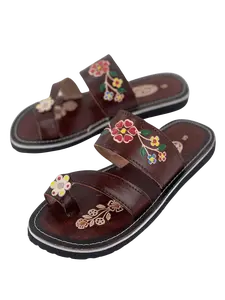 Women's Leather Sandal Huarache - Flower Toe Ring