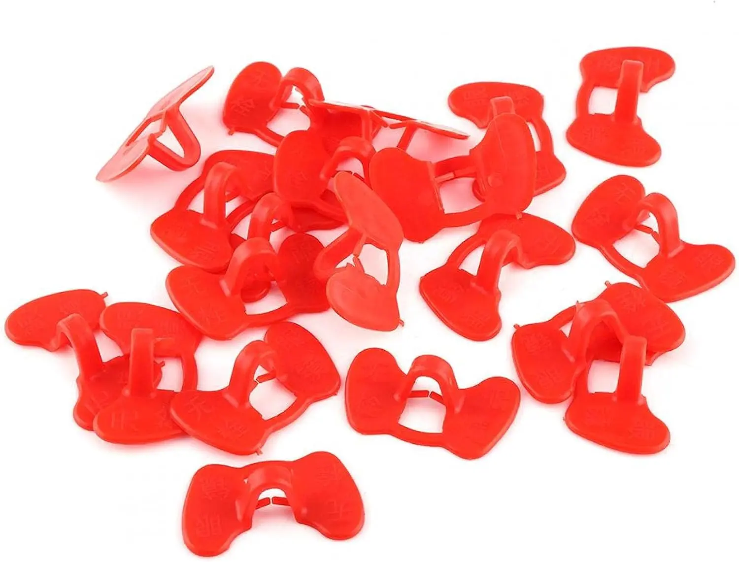 Red Needleless Reusable Plastic Chicken Peepers - 50/100 Pcs Non-Tethered Stiff Poultry Looper Glasses, Virgin PP Attachment, Reduces Injury for Farm Animal Care, Anti-Rollover Double Beam Design