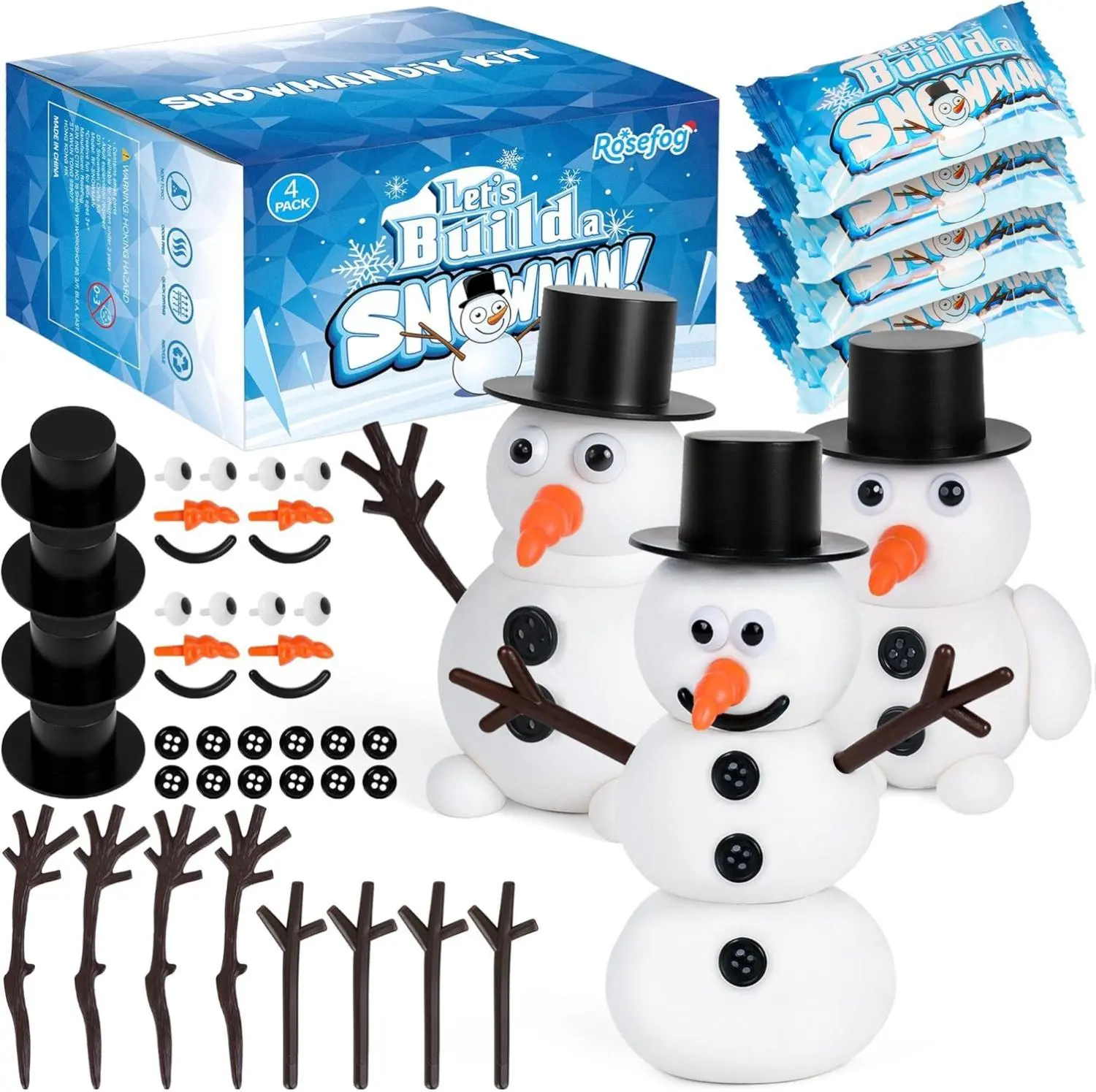 4 Pack Christmas Crafts, Air Dry Clay Snowman Craft, Do You Want to Build a Snowman Christmas Stocking Stuffers for Kids, Toddler Crafts Supplies for Christmas Winter Event Game Toys Xmas Present