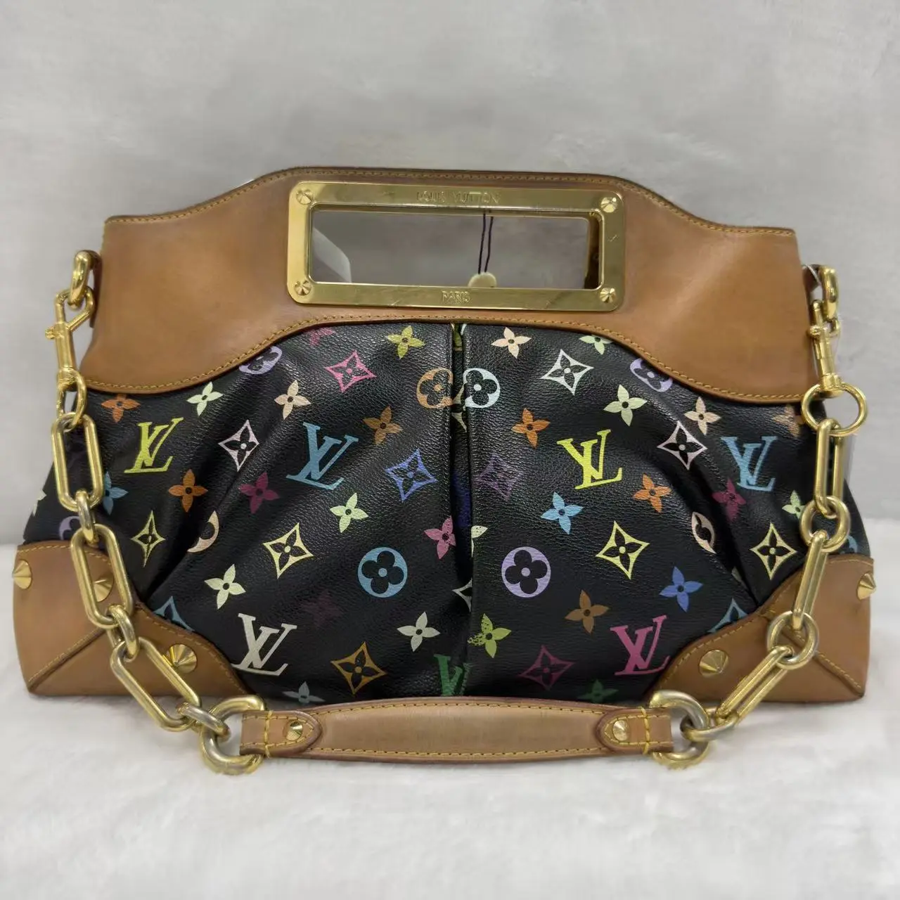 Pre-owned Louis Vuitton Judy Multicolore Monogram Shoulder Bag Black Canvas Designer Handbag YJ0023
