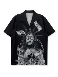 Unisex Printed Shirt, Punk Style, Casual Fitted Top, Street Art Design, Youth Fashion, Valentine's Day Gift, Short Sleeve, Casual Graphic Shirt