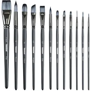 Transon Artist Paint Brush Set of 12 for Watercolor Acrylic Gouache oil and Tempera Painting Paintbrush